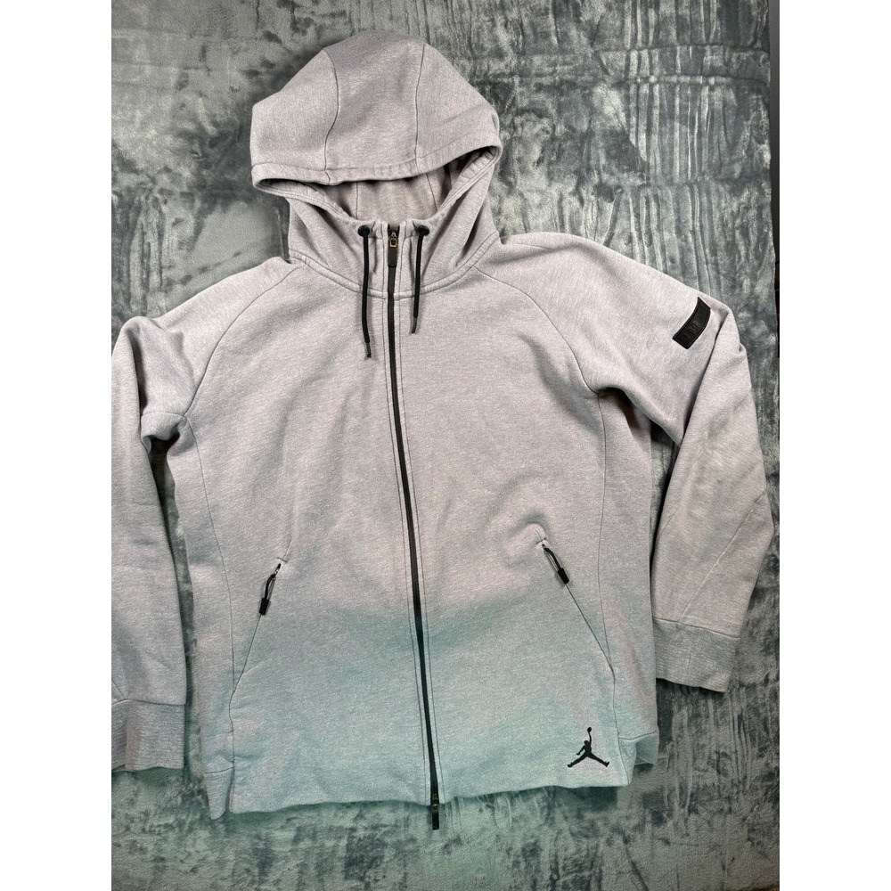 Jordan Hoodie Mens XL Grey Full Zip Jumpman Logo Athletic Sweatshirt Raglan